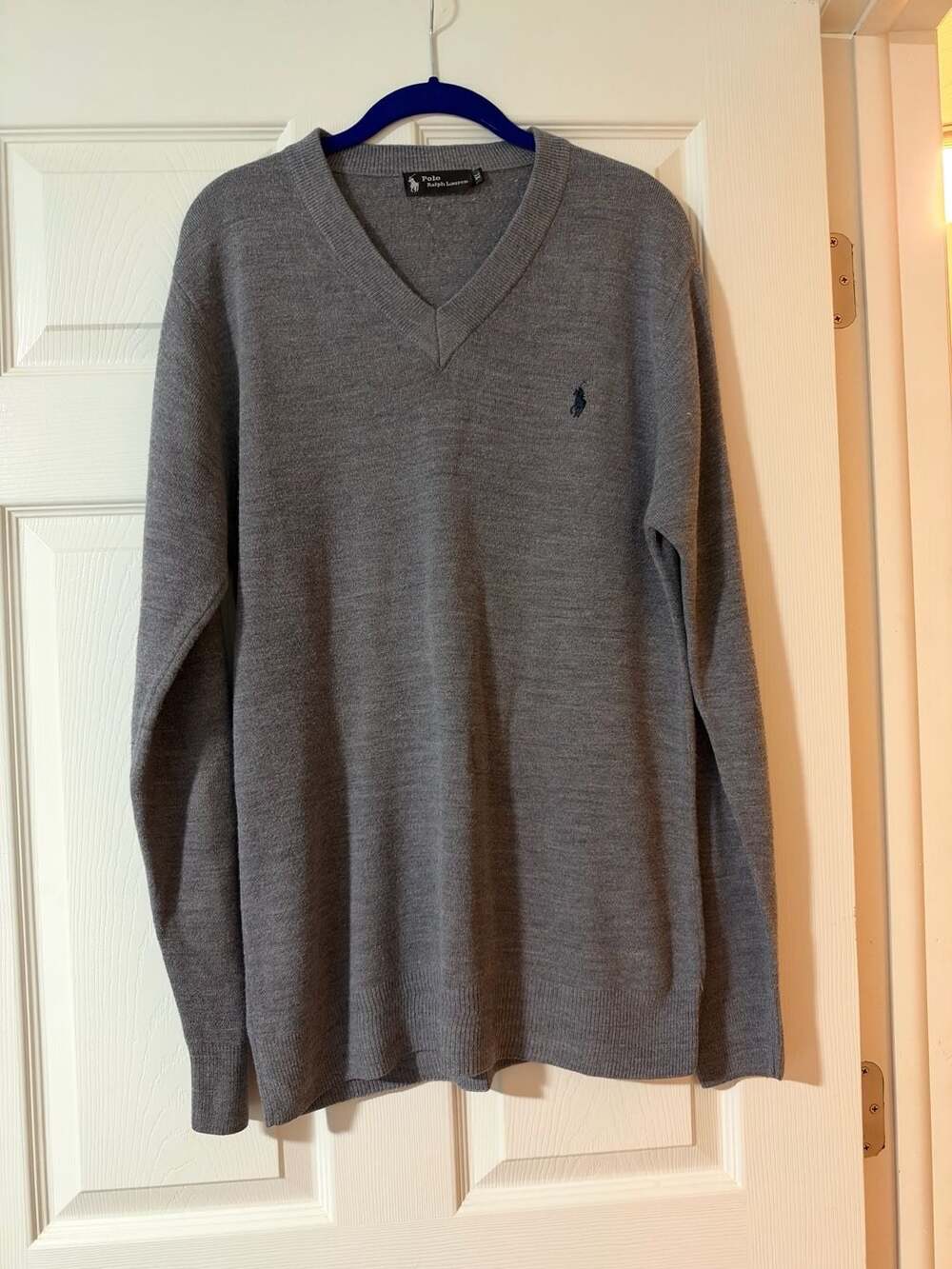 Polo Ralph Lauren V-Neck Sweater Size XL Gray Long Sleeve